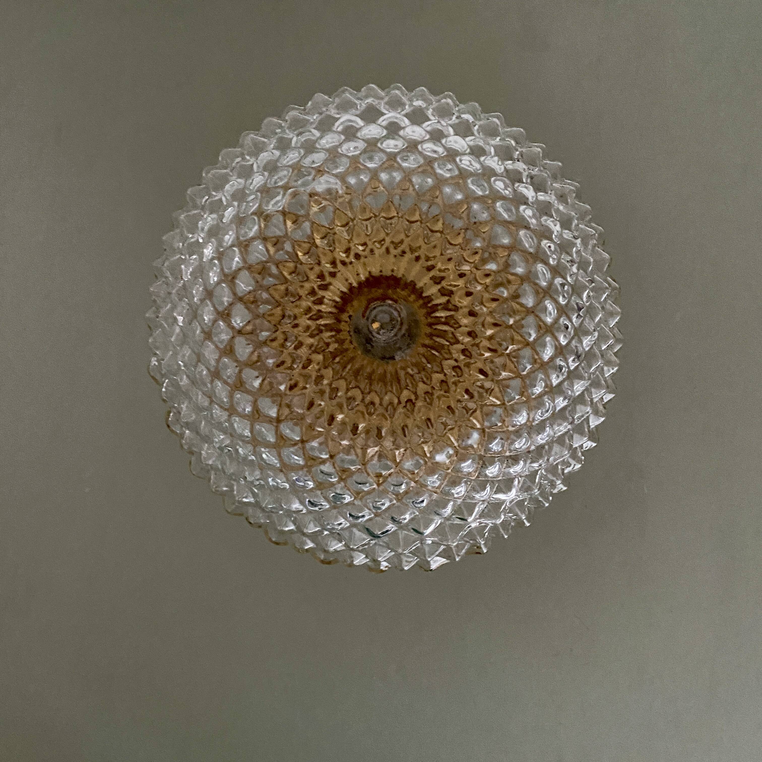 vintage glass globe wall light or ceiling light with diamond point design