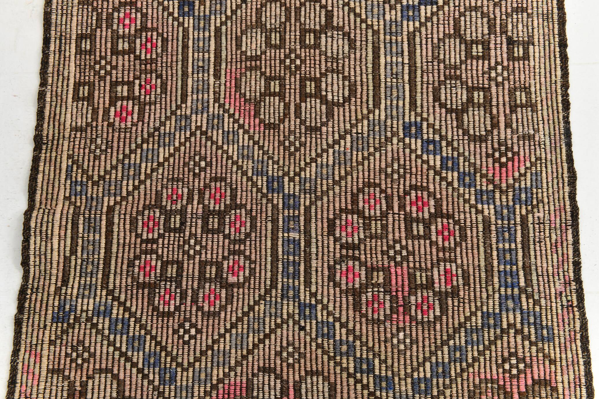 Blue Cream Persian Kilim Runner Rug, 95x313Cm