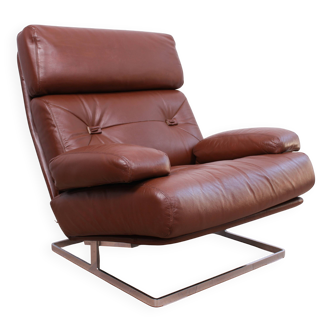 A vintage mid-century Tetrad brown leather Nucleus lounge chair