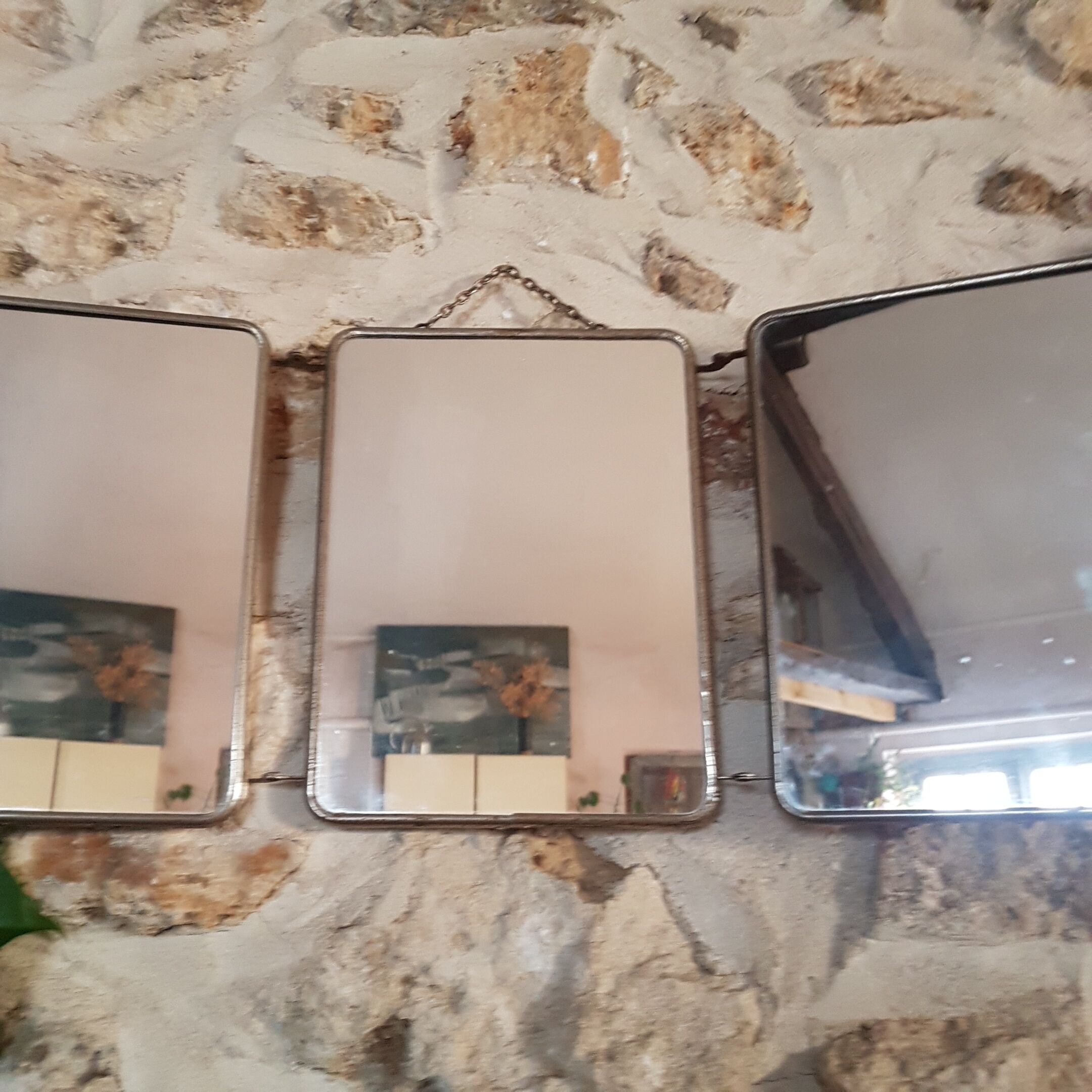 Miroir triptyque de barbier
