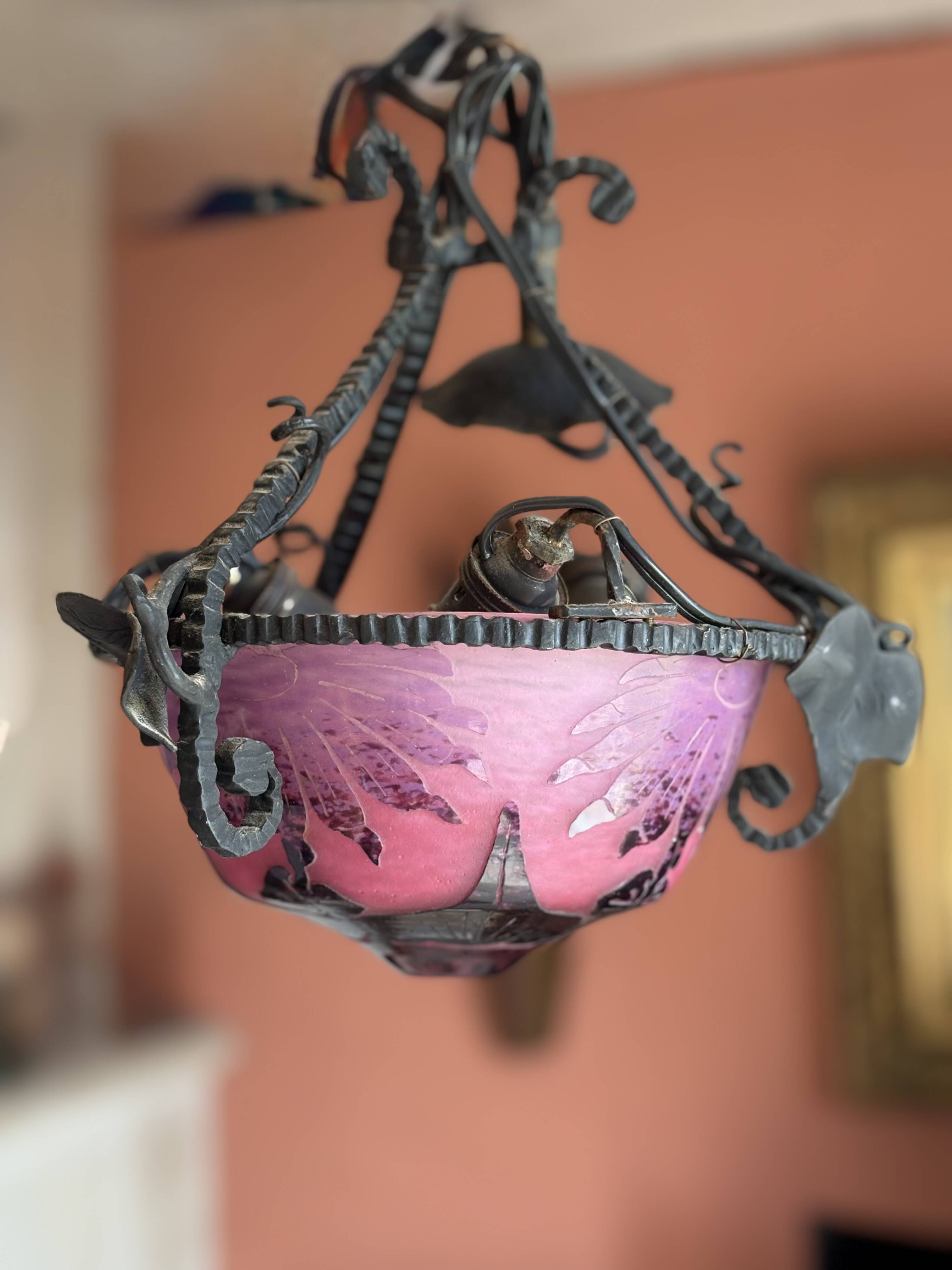 Pair - Edgar Brandt Suspension Lamp