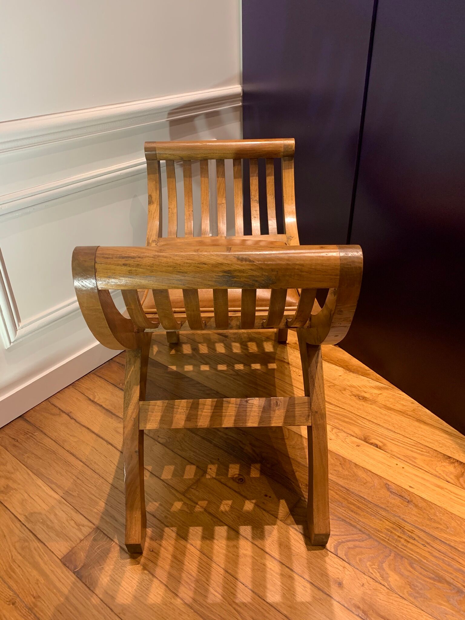50s leather and teak stool