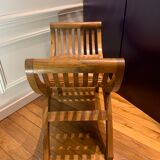 50s leather and teak stool
