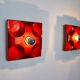 Pair of Fat Lava wall lamps by Hustadt Leuchten, Orange ceramic, Germany, 1960