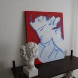 unique figurative painting "woman with curls"