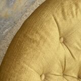 Pair of vintage toad armchairs in golden yellow velvet