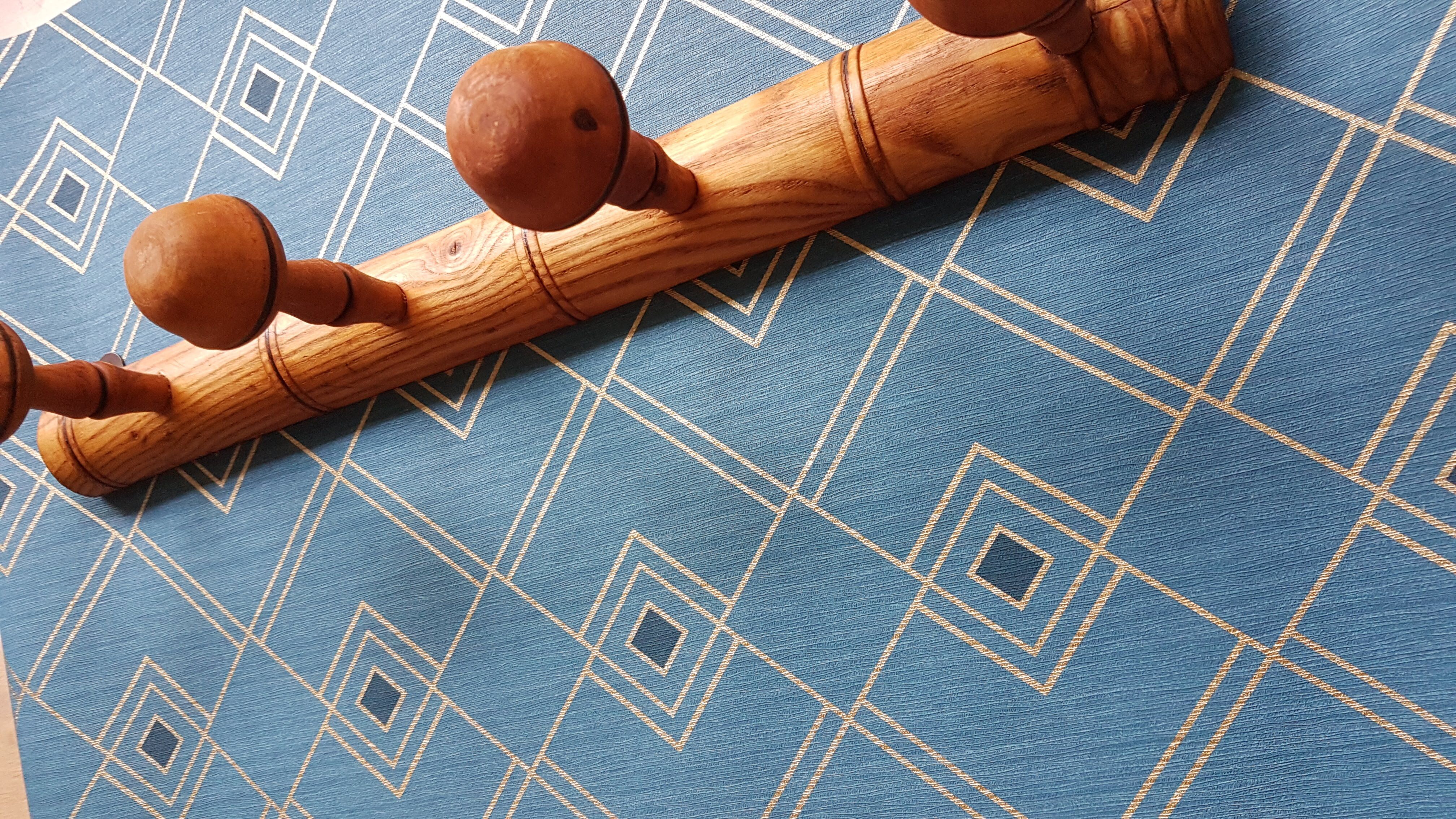 Vintage wood coat rack bamboo pattern