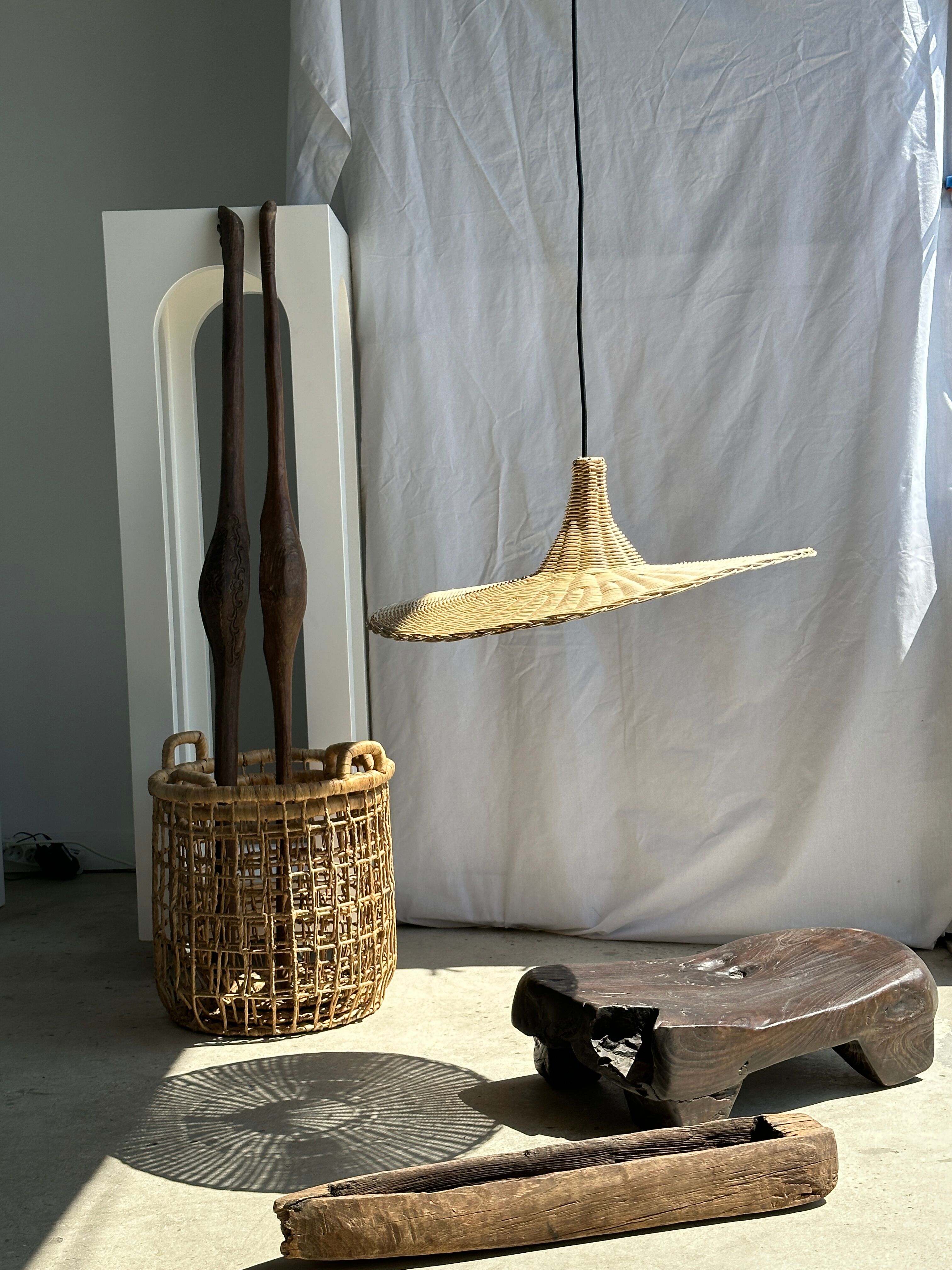 Suspension en rotin en forme chapeau D:60cm