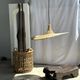 Small suspension, rattan luminaire in hat shape D:60cm