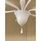 Contemporary Italian 6-Arm White Murano Glass Chandelier
