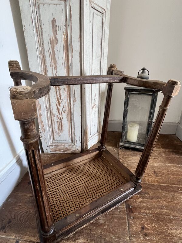 Ancien tabouret de piano, bois et cannage - Style Louis XVI, fin XIXe siècl