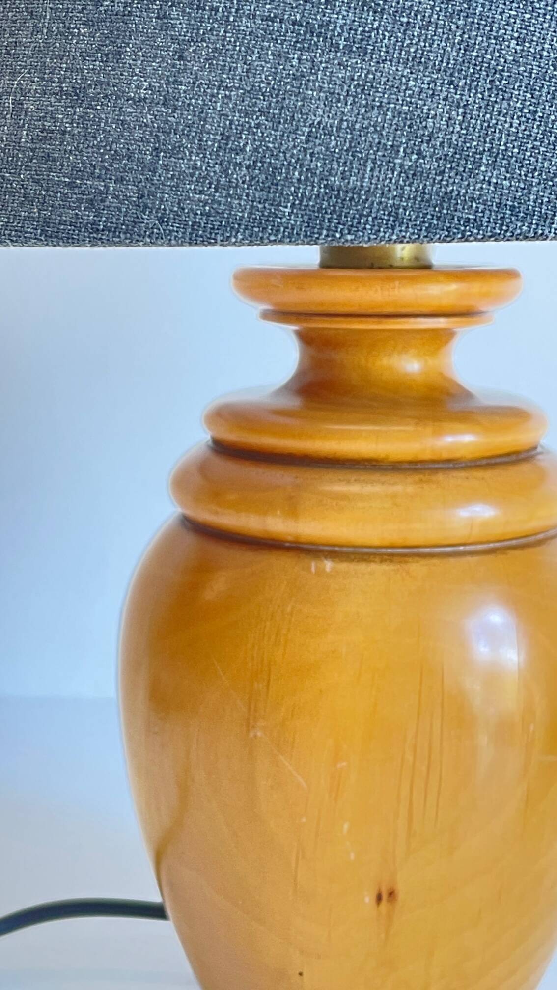 Vintage solid wood and fabric lamp