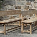Pair of wooden benches, 40s
