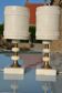 2 lampes de chevet albâtre blanc et laiton années 60