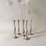 Set of 5 vintage brass soliflores