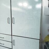 Buffet colonne vintage Formica bleu-vert