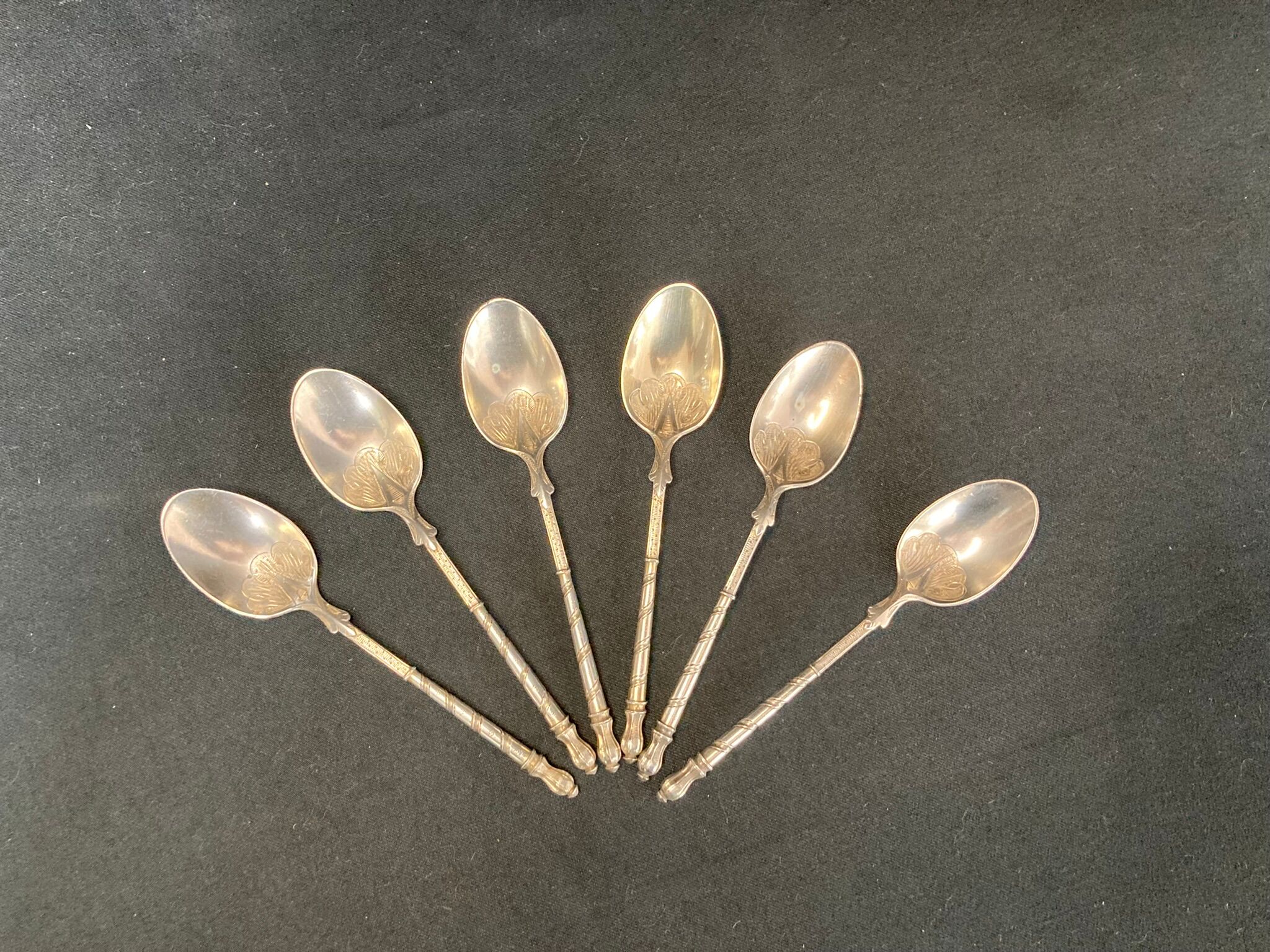 Tableware, suite of 6 small silver spoons early twentieth century