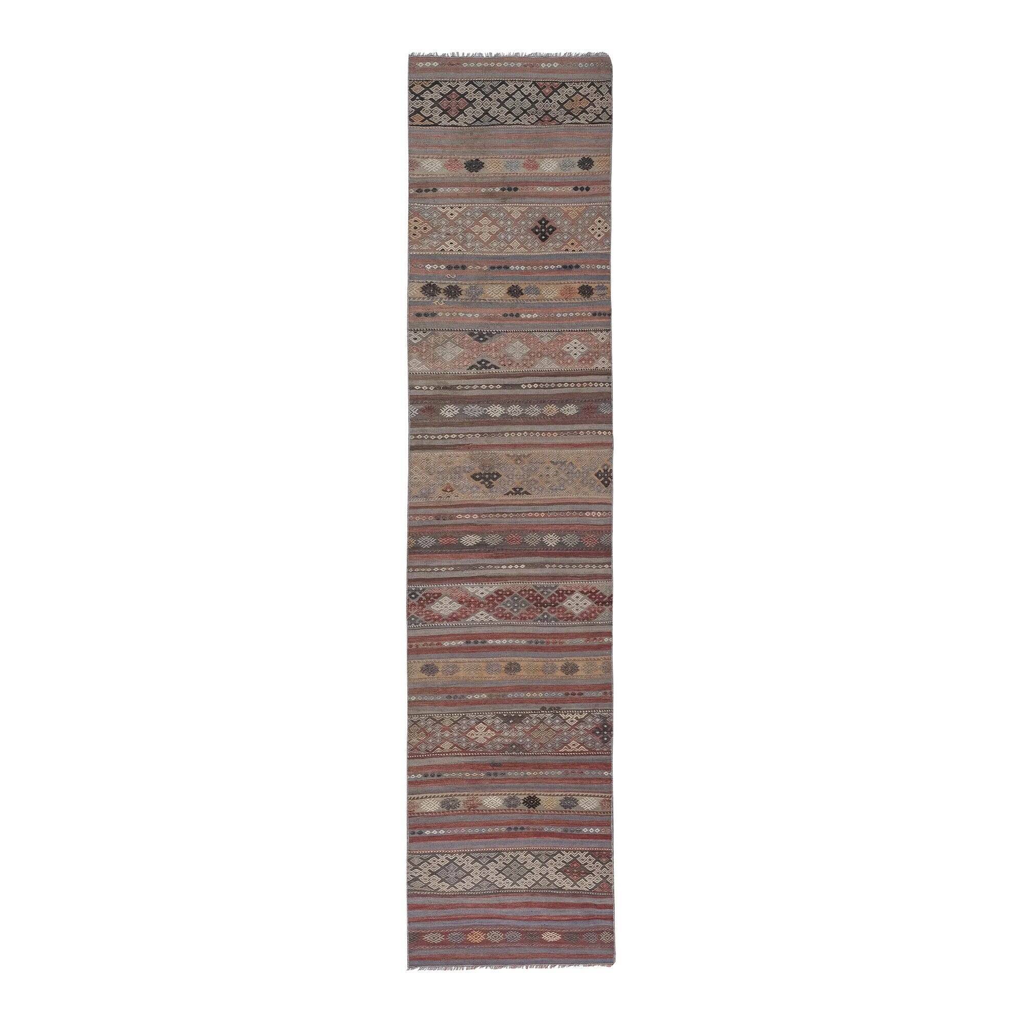 Vintage Turkish hallway rug 76x326 cm