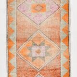 3x10 Orange & Beige Persian Vintage Runner Rug, 94x317Cm SK 22040