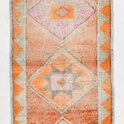 3x10 Orange & Beige Persian Vintage Runner Rug, 94x317Cm SK 22040