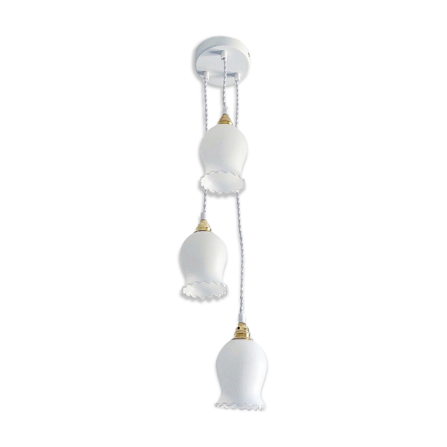 Suspension trio blanche vintage