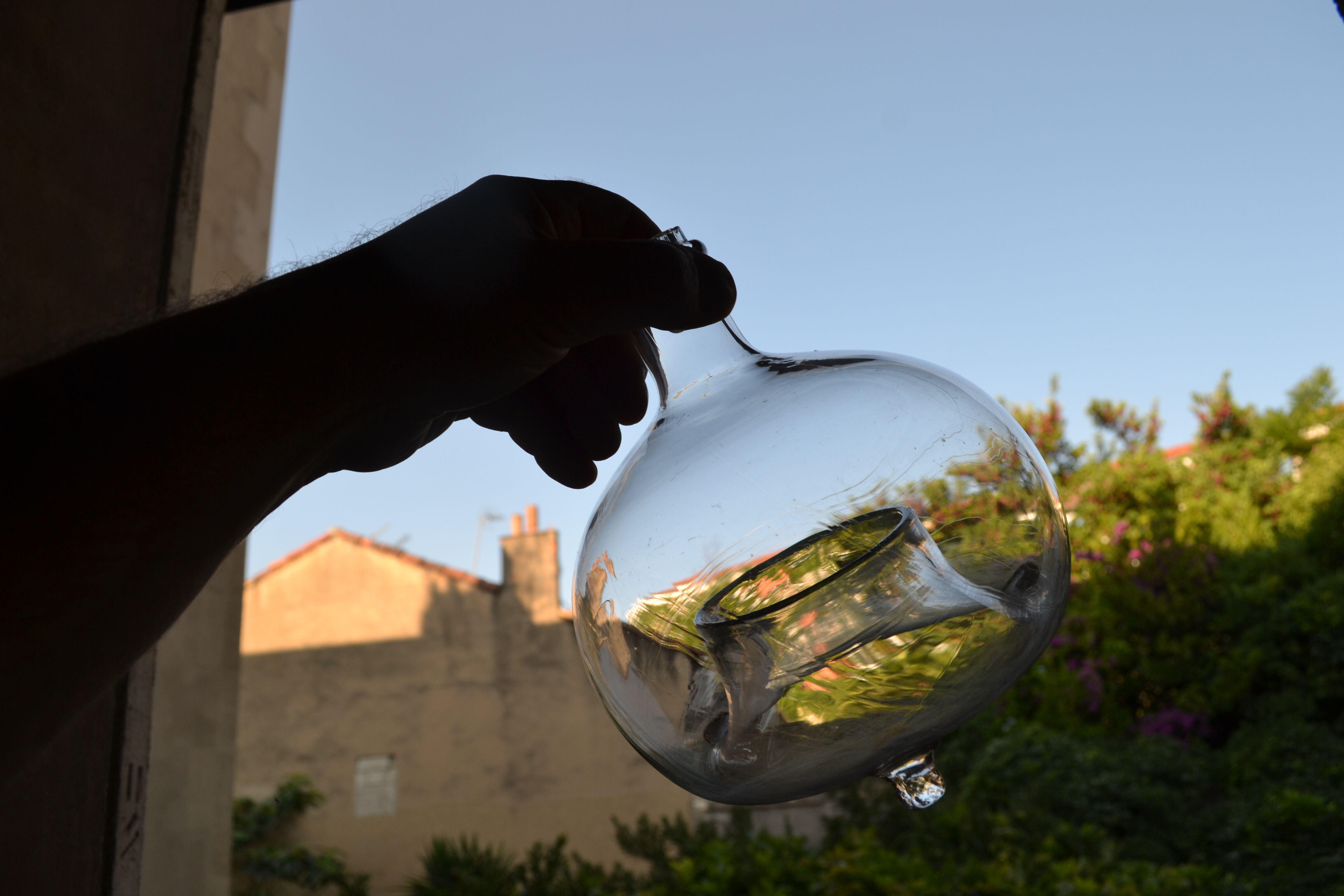 Glass trap blown 18th or 19th century