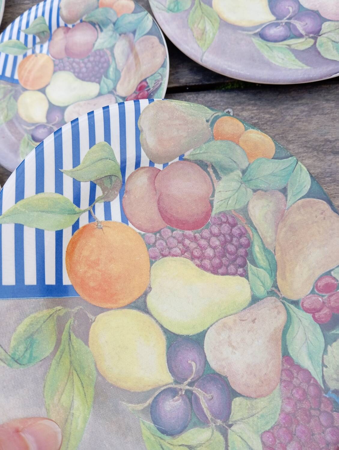 5 assiettes à dessert la ronde des fruits, Gien | Selency