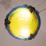 Art Deco yellow pendant light by G.V. de Croismare, Muller Frères, France, 1920s