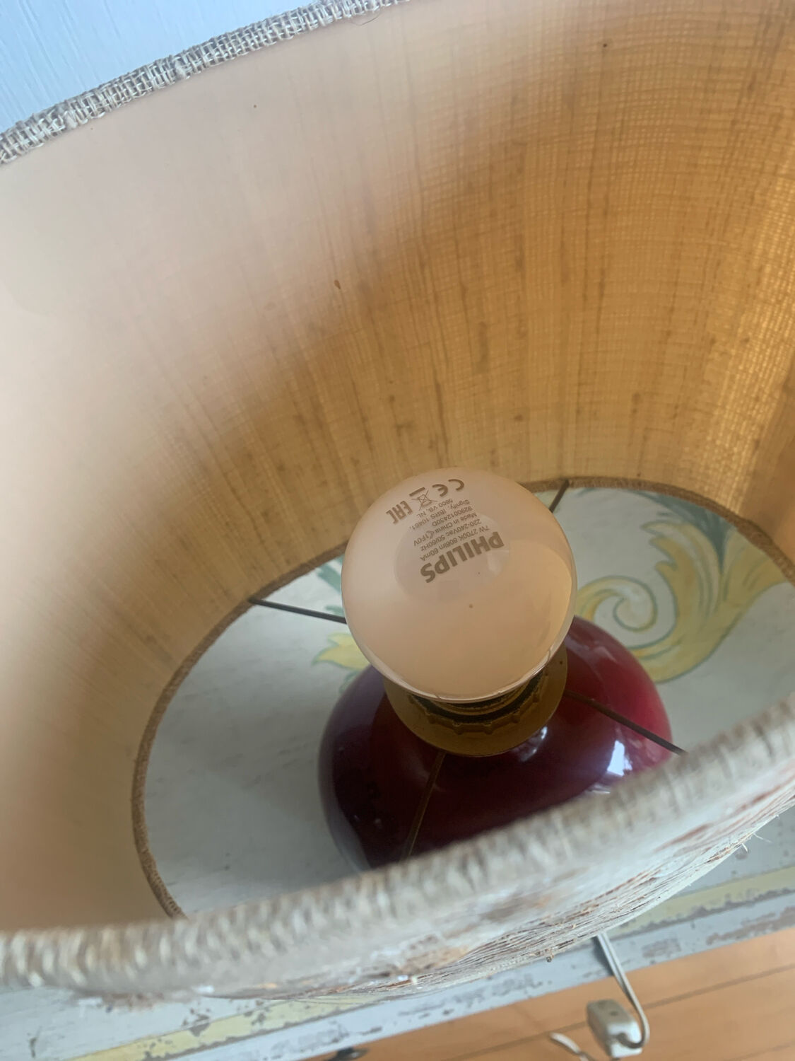 Vallauris Table Lamp Red Ceramic & Shade with F