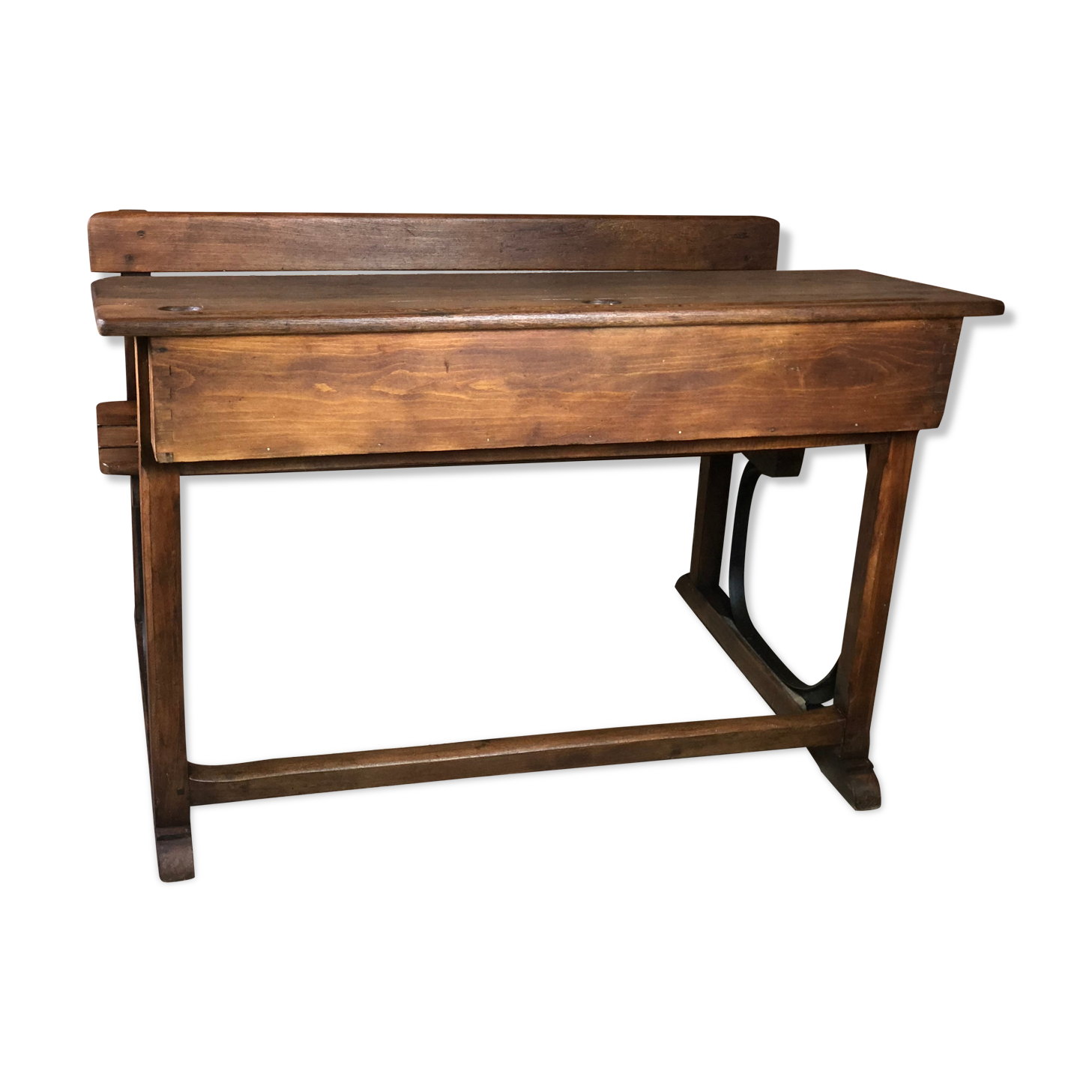 School desk in oak and iron frame 1930s