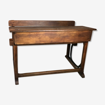 Bureau d'écolier en chêne et armature fer années 1930