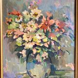 Antique painting, Still life with wild flowers, signed, 20th century