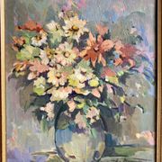 Antique painting, Still life with wild flowers, signed, 20th century