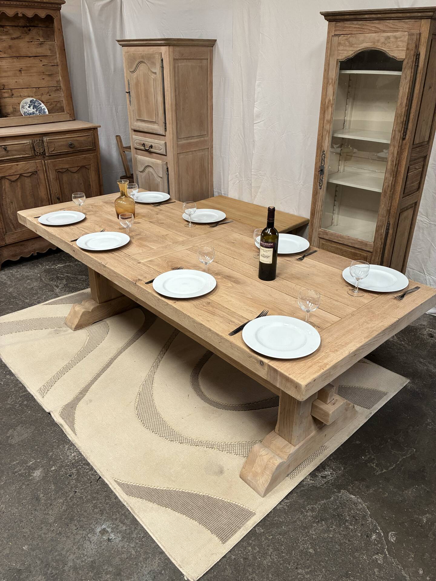 Monastery table in solid oak with extensions.