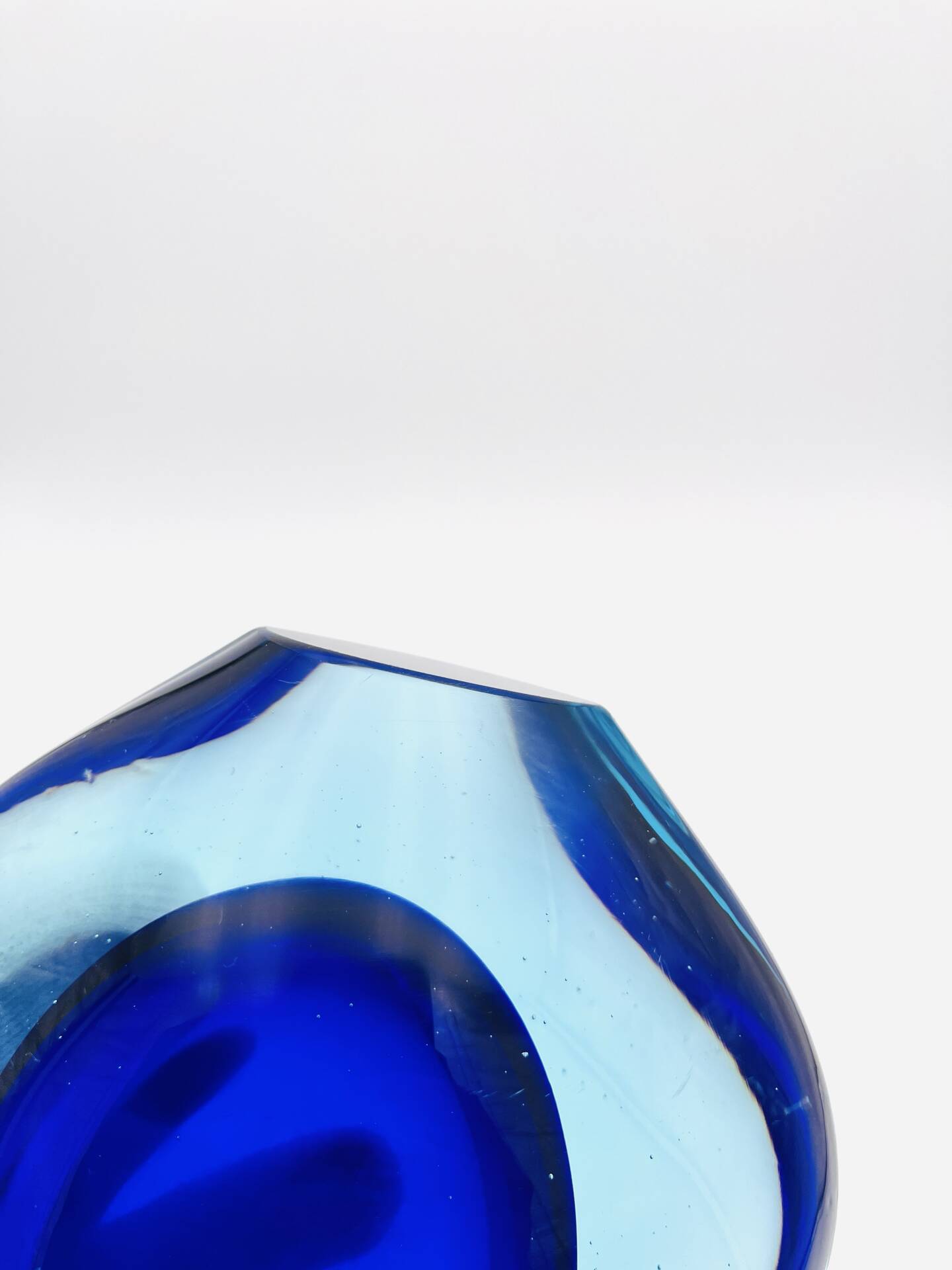 Large Murano Vase Flavio Poli Sommerso Blue Cobalt Turquoise 31.5cm