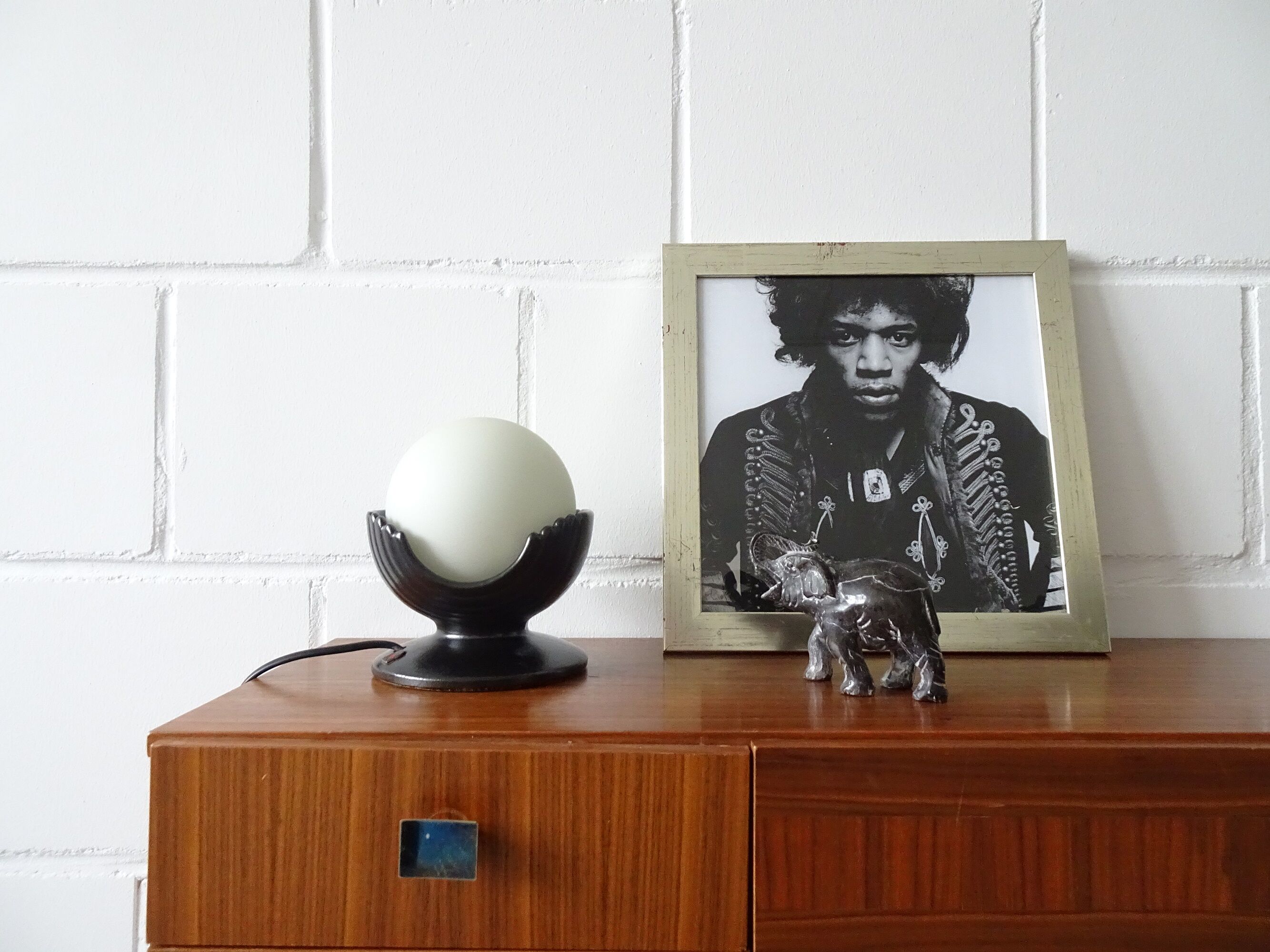 Sculptural table lamp by pan keramik with glass ball - 1970s