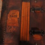 travel trunk from the early 20th century made of leather and wood