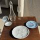 Set of 6 vintage blue dessert plates D18 (1)