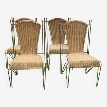 Ensemble de 4 chaises de salle à manger ou de terrasse Frederick Weinberg, 1960