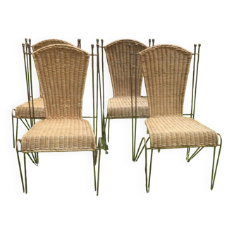 Set of 4 Frederick Weinberg dining or patio chairs, 1960s
