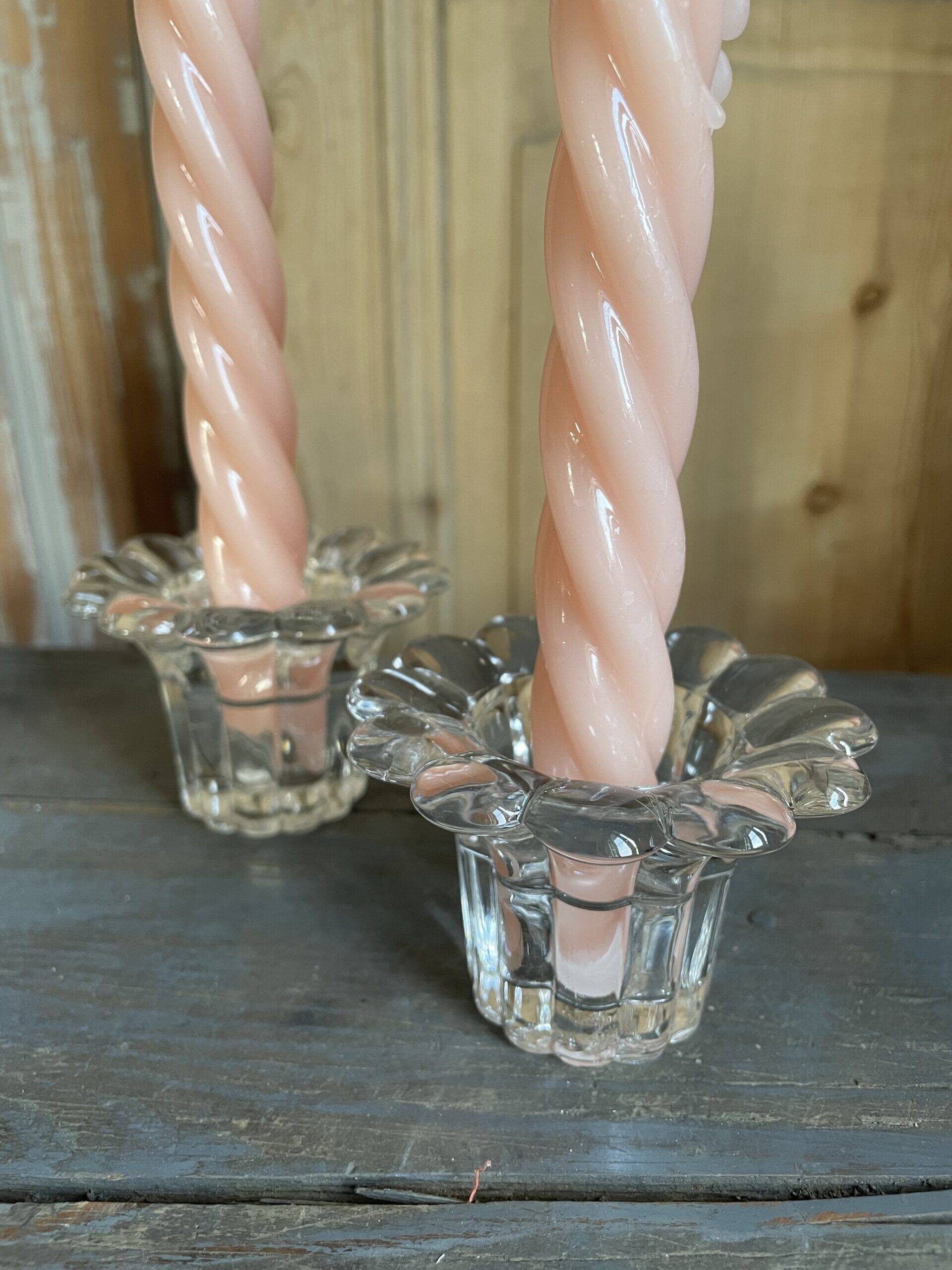 Pair of Italian glass candlesticks