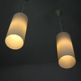 Pair of vintage Danish opaline glass hanging light