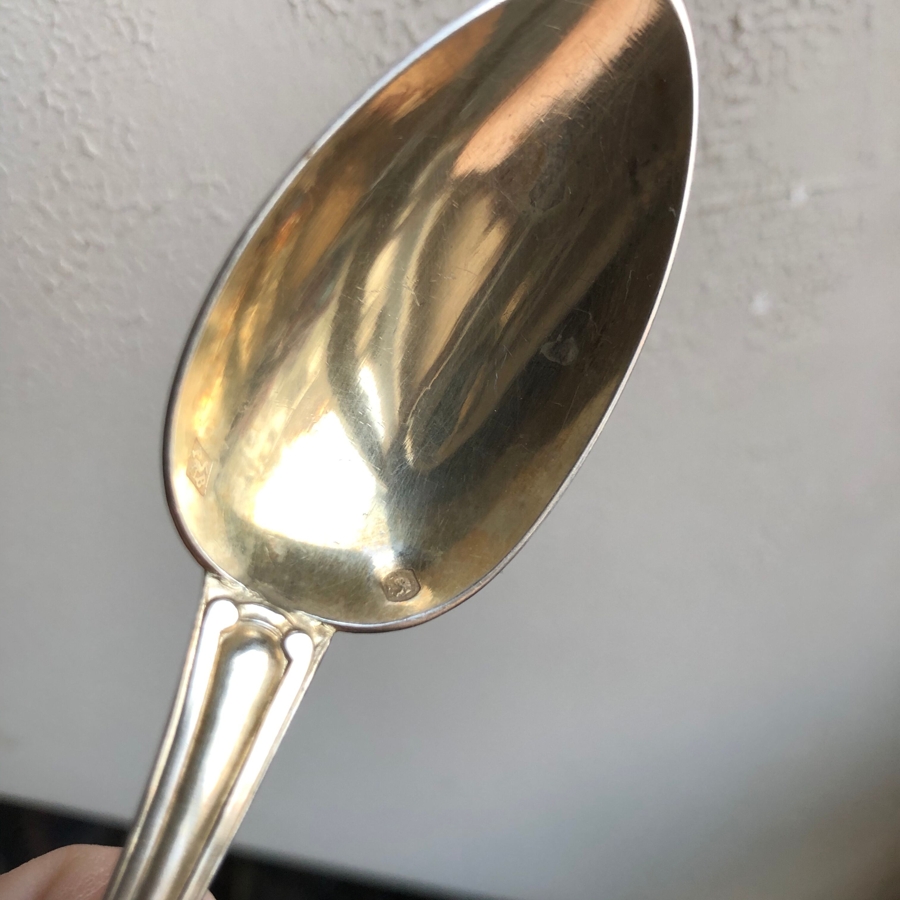 5 small spoons in glazed silver, late 19th century