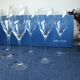 6 crystal champagne flutes from Saint-Louis and their box.