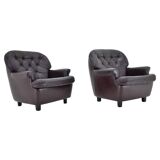 Design, Scandinavian, leather armchairs by Peem, 1970s, Finland