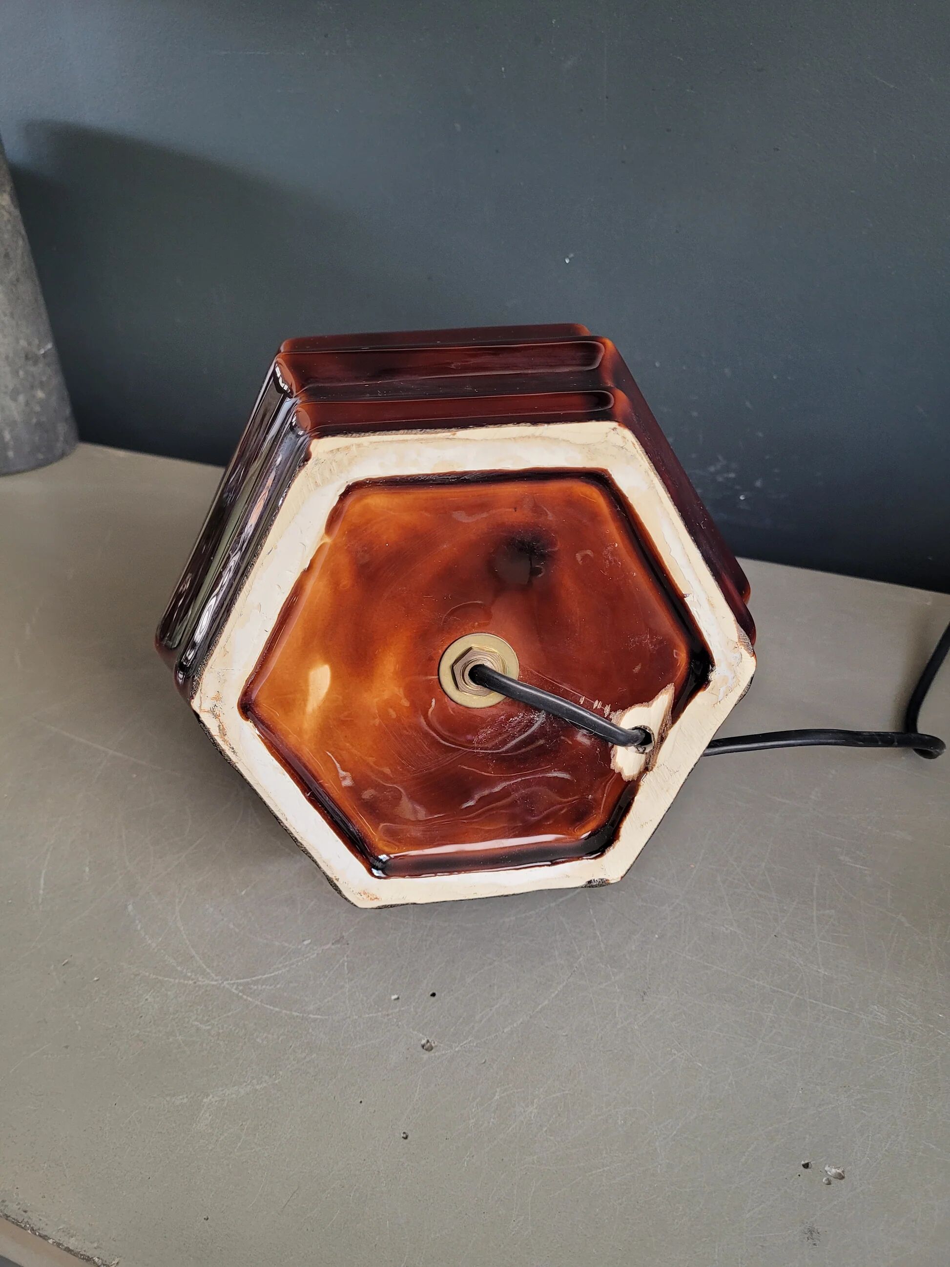 Vintage brown ceramic lamp base