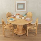 80s Dining Table with thick wooden base