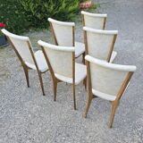 Set of 6 Art Deco chairs in walnut wood