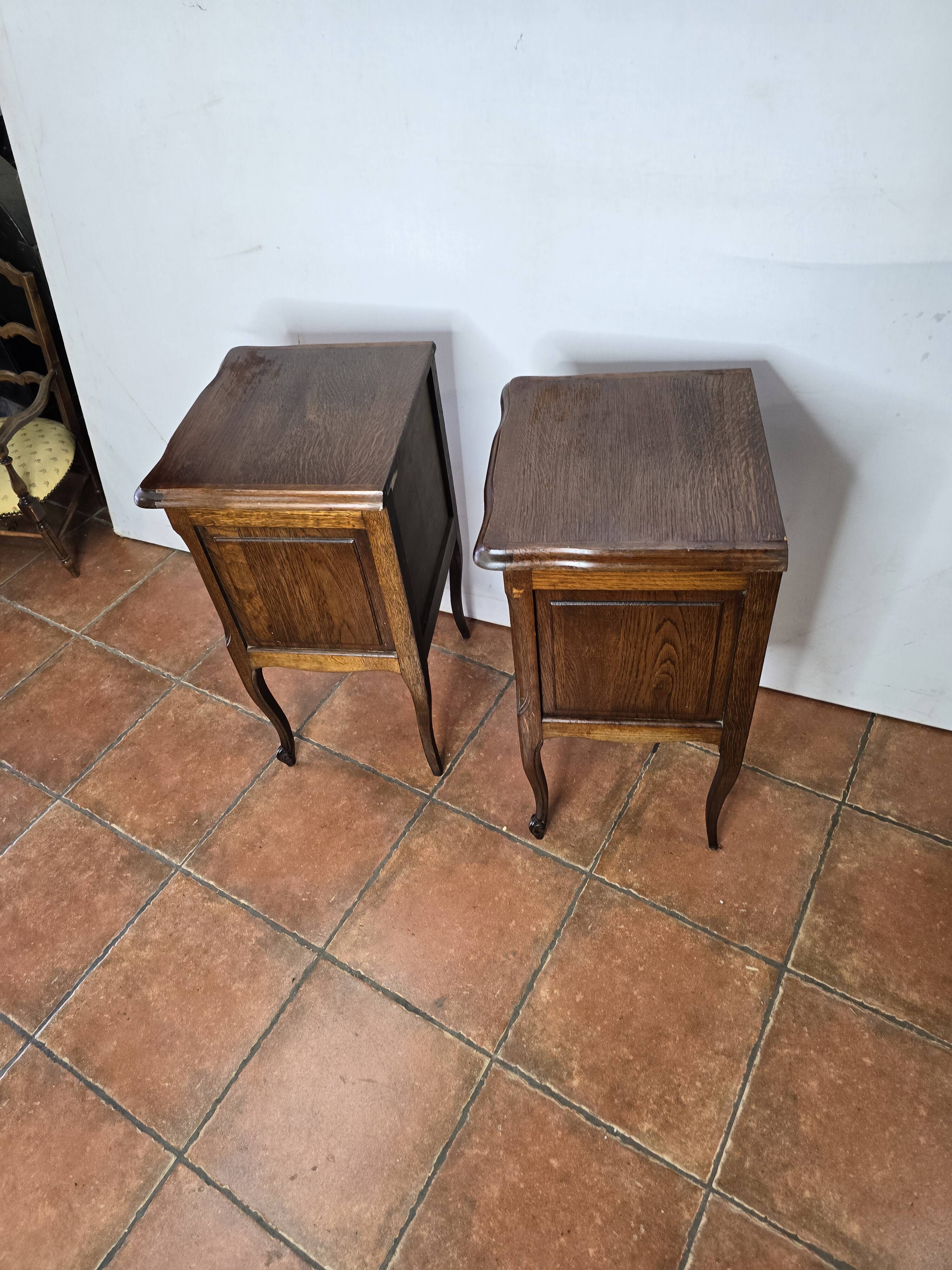Pair of Louis XV style oak bedside tables