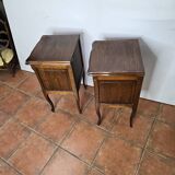 Pair of Louis XV style oak bedside tables